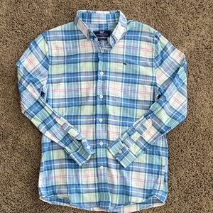 Boy’s Vineyard Vines Whale Blue Plaid - Size M 12/14